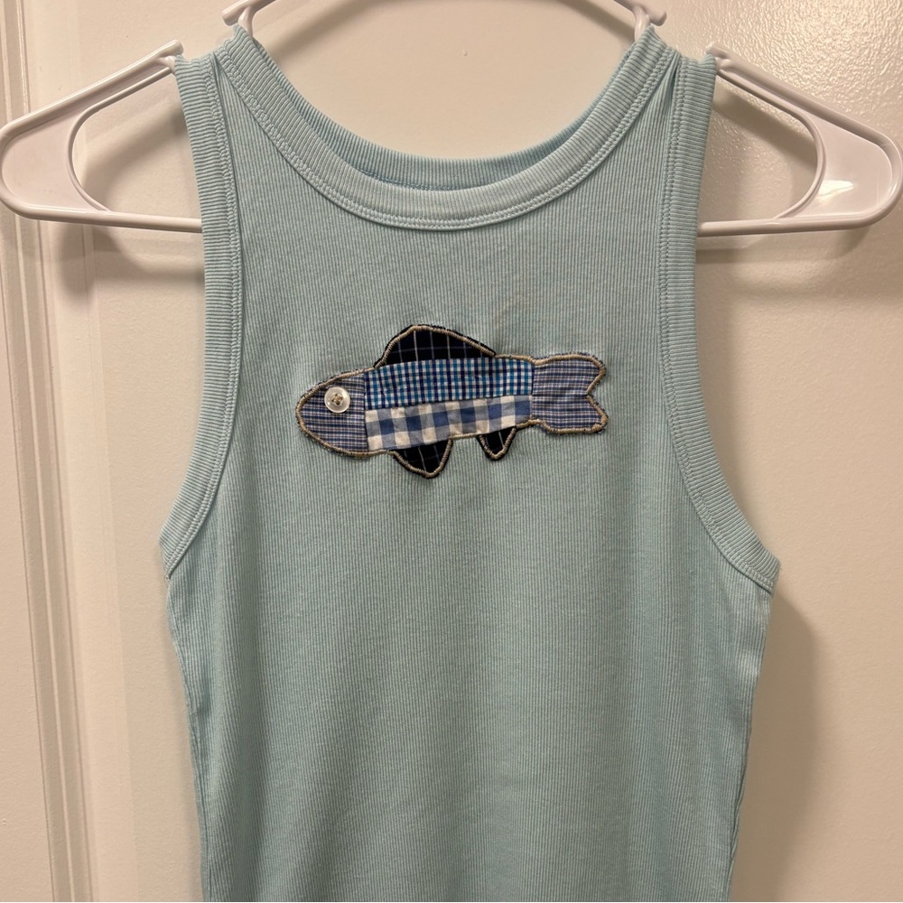 a new day Light Blue Tank Top with Fish Design